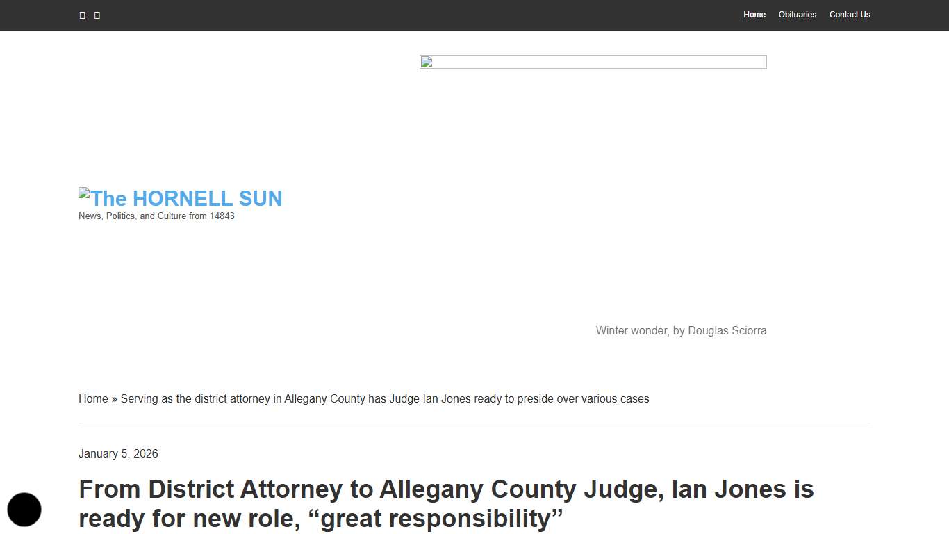From District Attorney to Allegany County Judge, Ian Jones is ready for new role, "great responsibility" - The HORNELL SUN